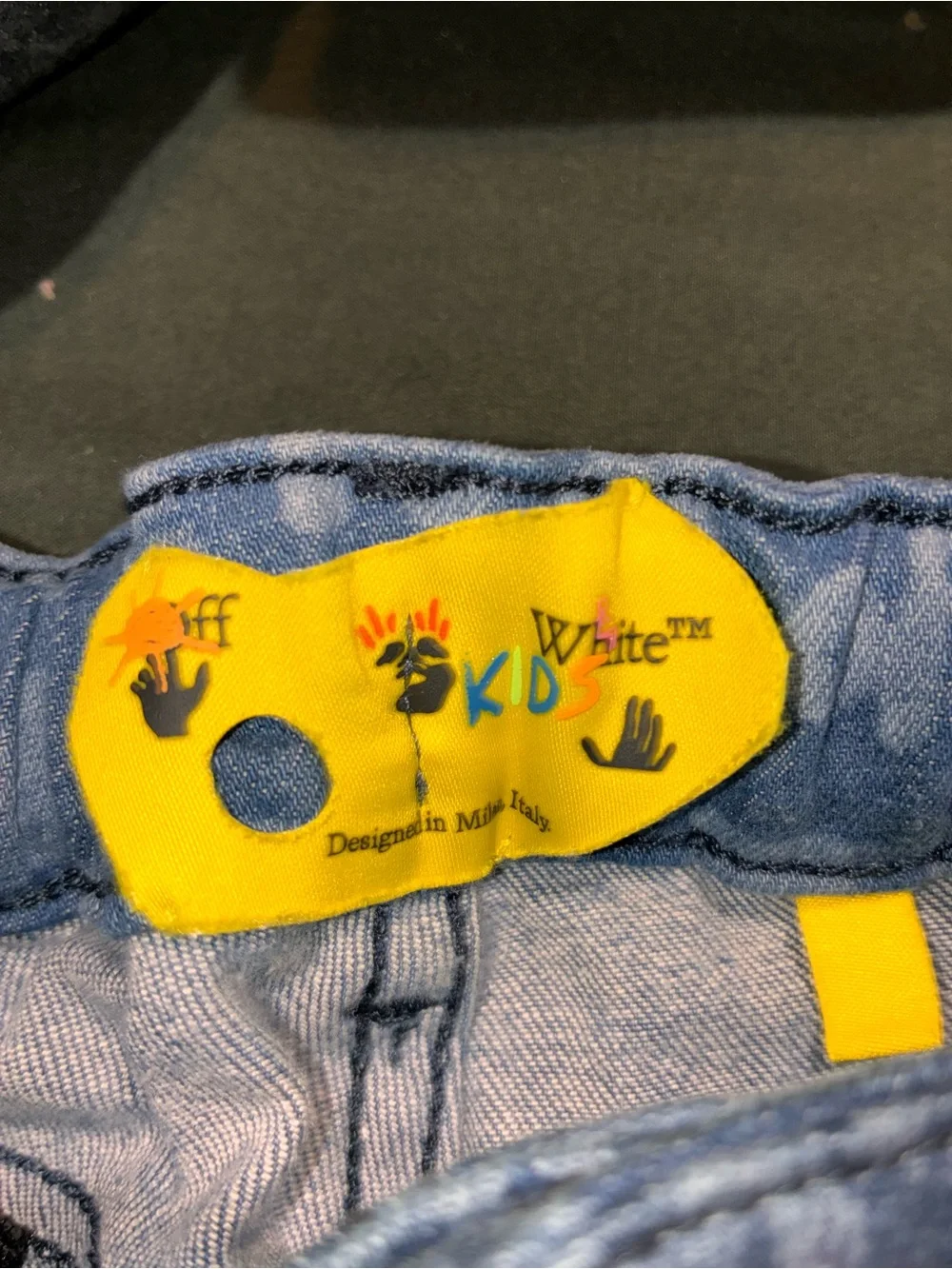 Off-White Light Blue Logo Print Kids Jeans Virgil Abloh